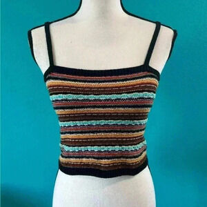 Forever 21 knit striped orange and blue crop top in size small